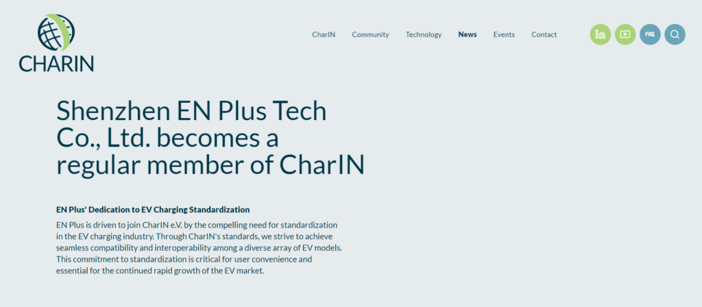 en plus joins charin charging interface initiative