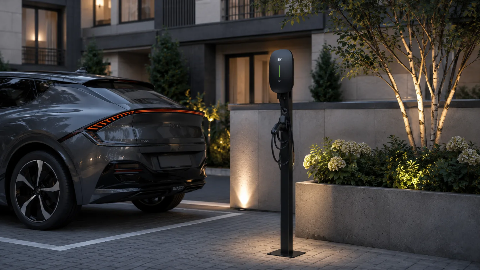 Caro Plus pole-mounted AC charging for residential community parking