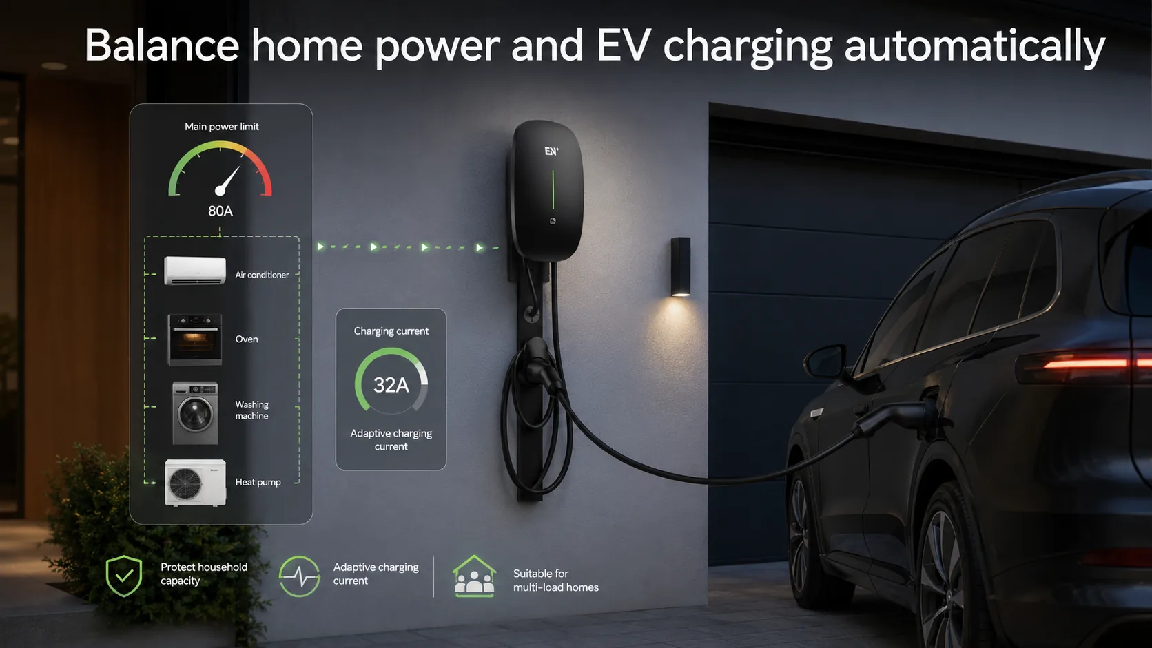 Caro Plus dynamic load balancing for household power and EV charging