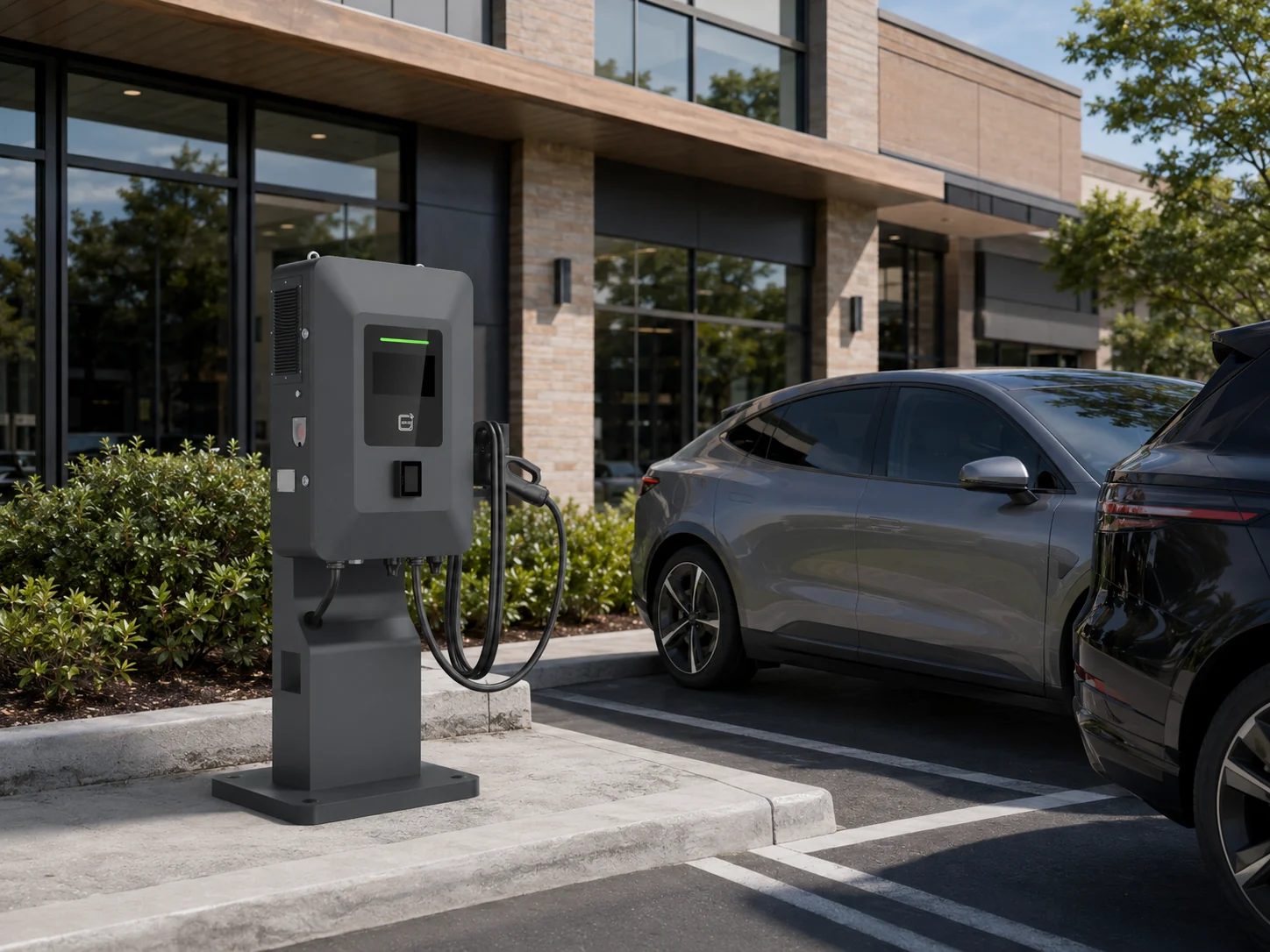 Mobox in a commercial parking scene