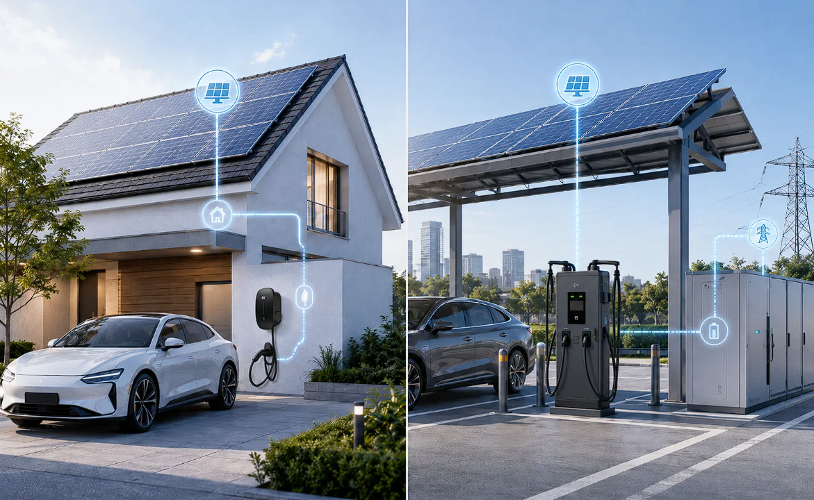 PV surplus charging, smart meter and load balancing flow