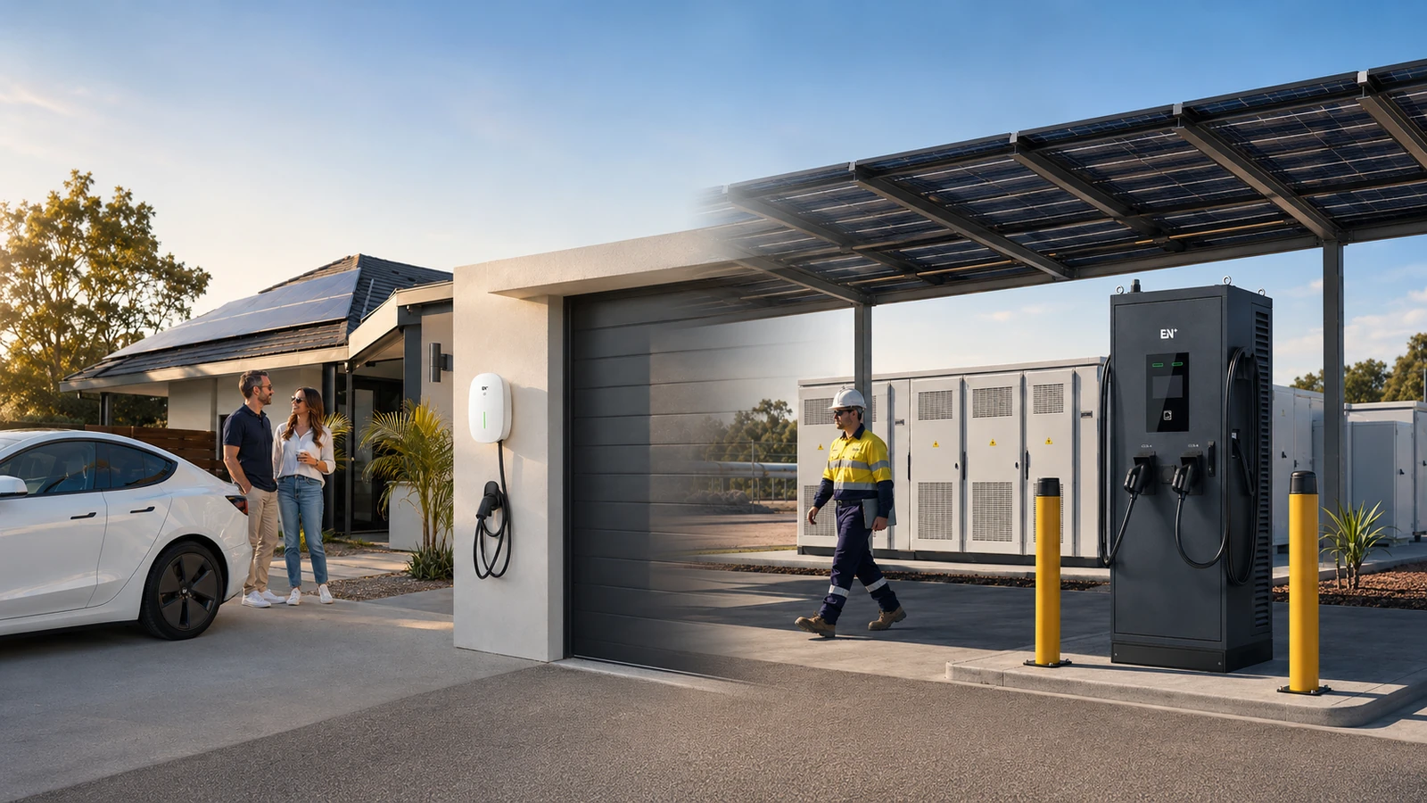 EN Plus Stella at an Australian rooftop solar home and EN Plus Turbo at a commercial PV and battery energy storage charging site
