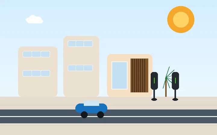 Urban EV parking and shared charging scene in Spain